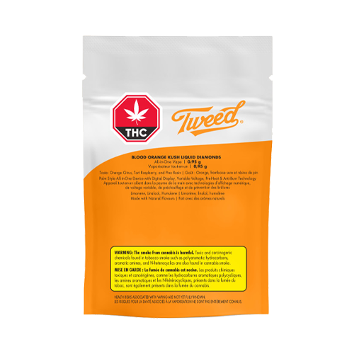 Tweed Blood Orange Kush Liquid Diamonds Disposable Vape - Tweed Blood Orange Kush Liquid Diamonds Disposable Vape